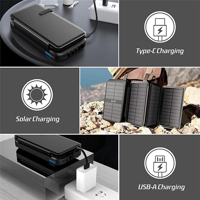 Redpepper Power Bank Solare 43800mAh Wireless Qi Nero