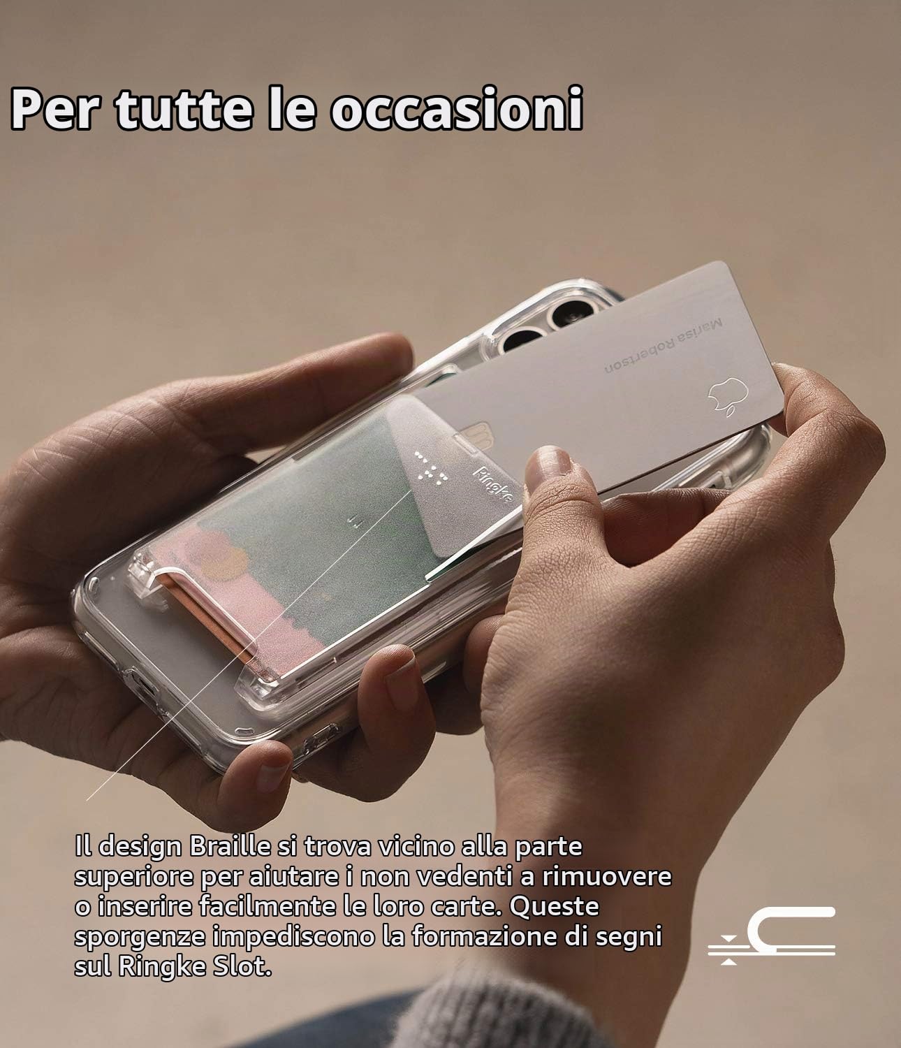 Ringke Slot Card Holder porta carte adesivo Clear Mist 2 pezzi
