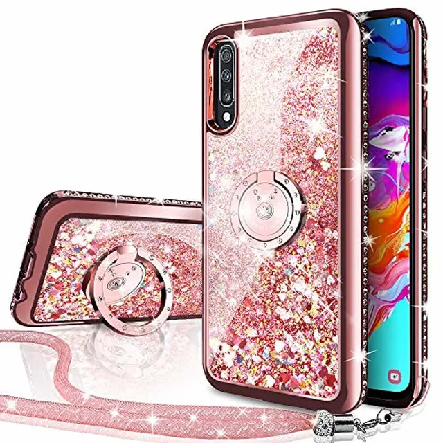 Redpepper Galaxy Cases A70 cover glitter oro rosa con anello