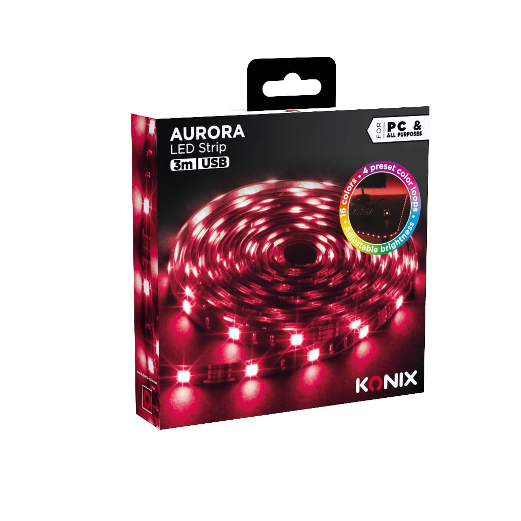 Konix Aurora Striscia LED Gaming 5 m USB 16 Colori