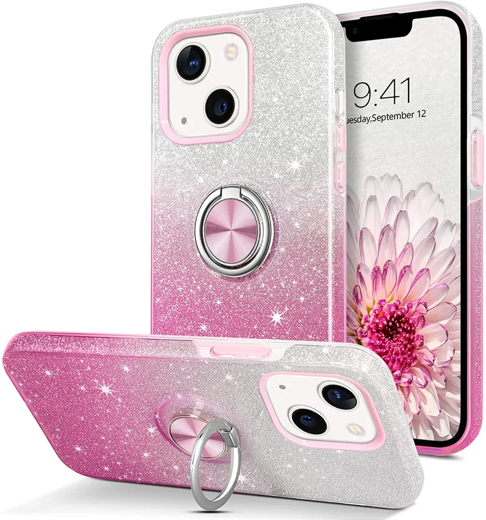 Redpepper iPhone 13 Mini Cover Glitter con Anello