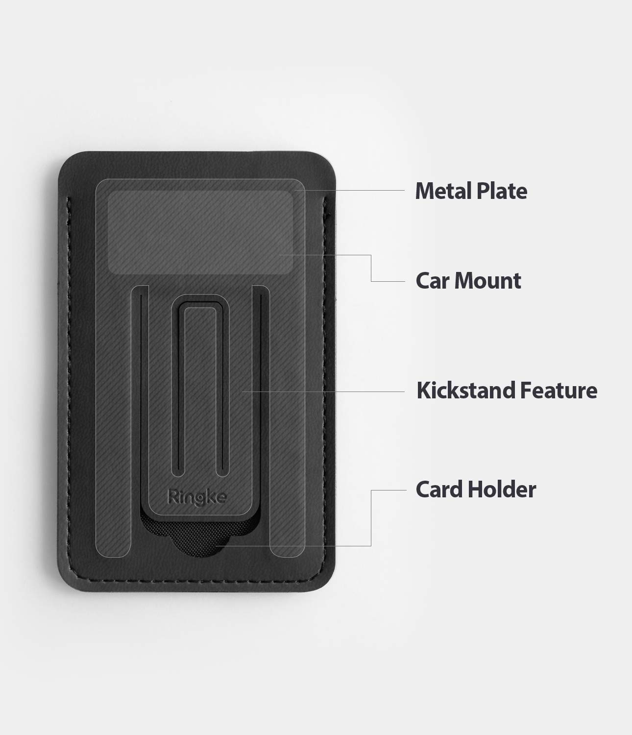Ringke Card Holder Porta Carte Nero Adesivo con Stand