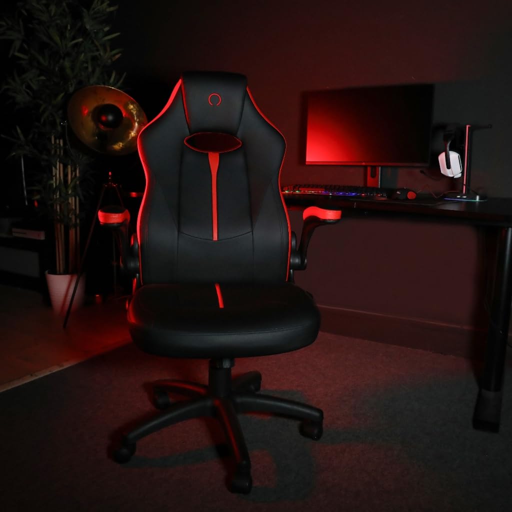 Konix Omega sedia gaming ufficio PVC nera rossa 15°
