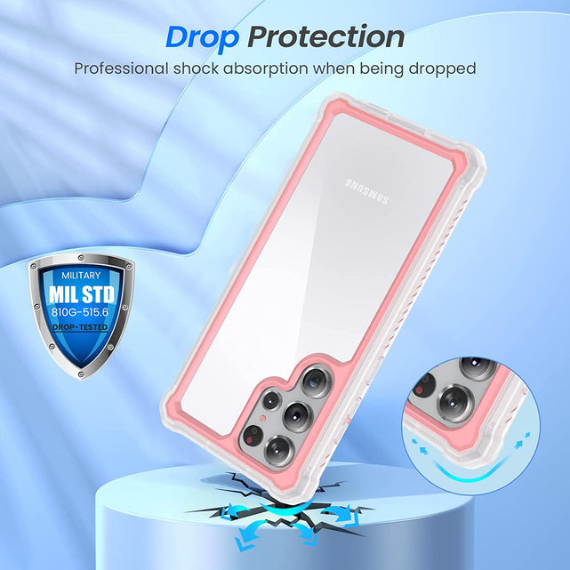 Redpepper Galaxy Cases S22 Ultra cover rosa trasparente full body