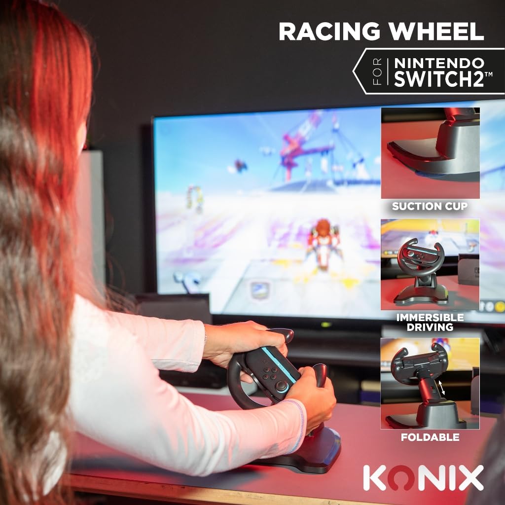 Konix Racing Wheel Volante Joy-Con Switch 2 Nero