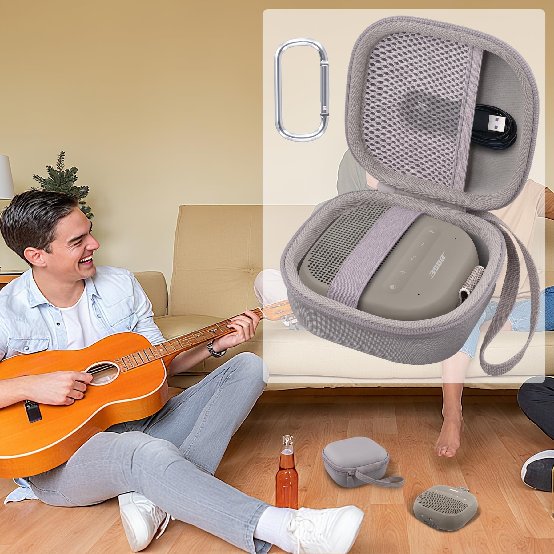 Aenllosi Speaker Case Bose SoundLink Micro 2 custodia sabbia EVA