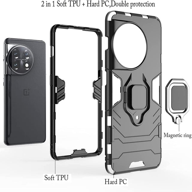 Redpepper OnePlus 11 Cover bumper nera antiurto con anello