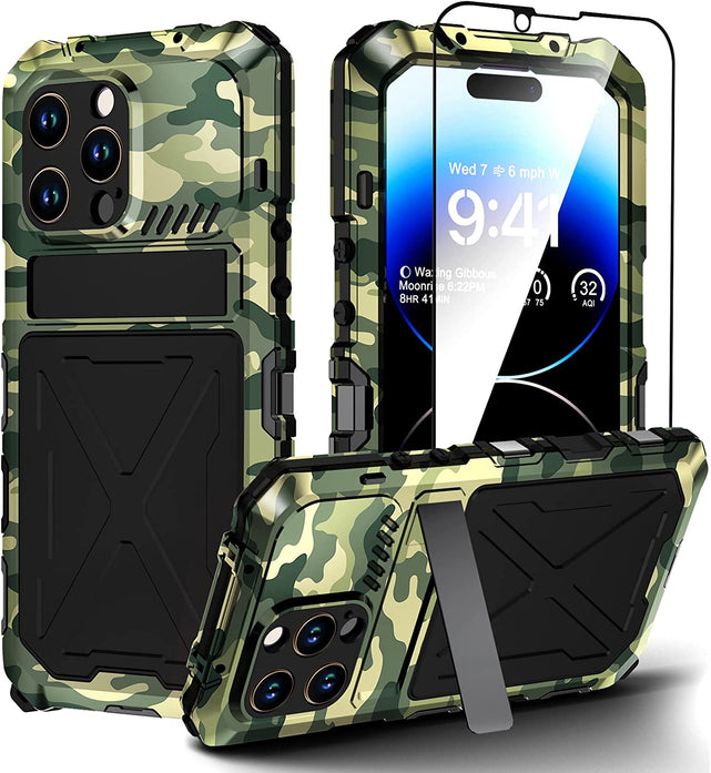 Redpepper iPhone 14 Pro Cover Rugged Metallo Kickstand