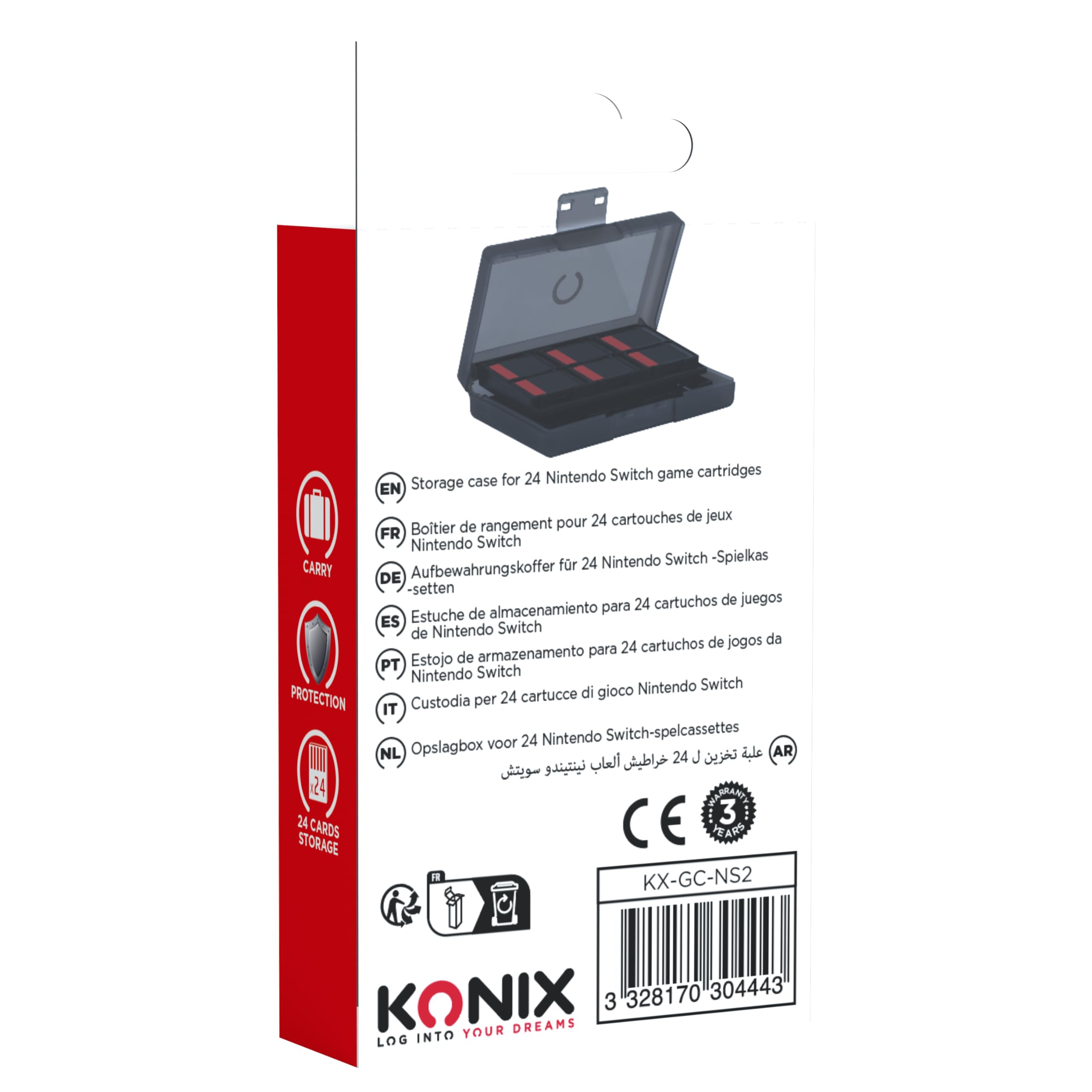Konix Custodia Cartucce Switch 2 Nera 24 Scomparti Standard