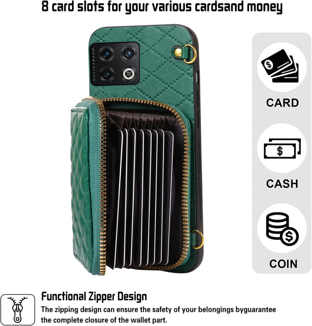 Redpepper OnePlus 11 Custodia Portafoglio Verde Tracolla Cerniera
