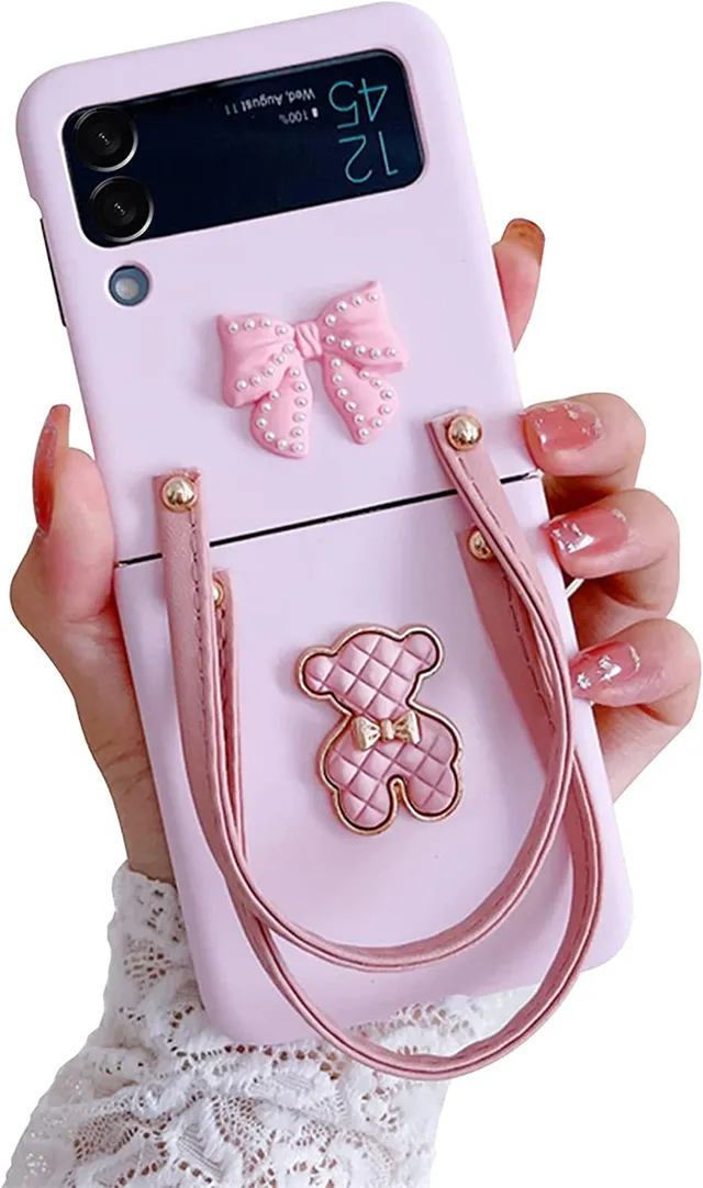 Redpepper Galaxy Cases Z Flip 4 cover viola orso con tracolla
