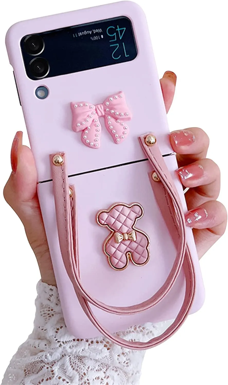 Redpepper Galaxy Cases Z Flip 4 cover viola orso con tracolla