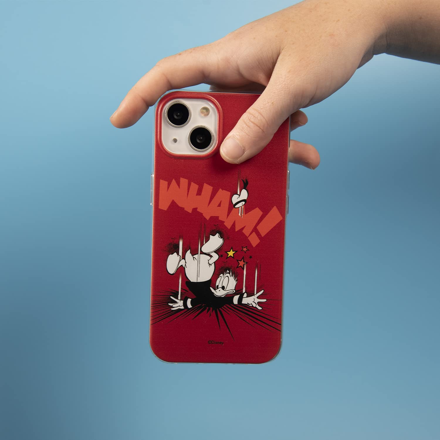 Disney Paperino sfondo rosso cover iPhone 15 Pro silicone