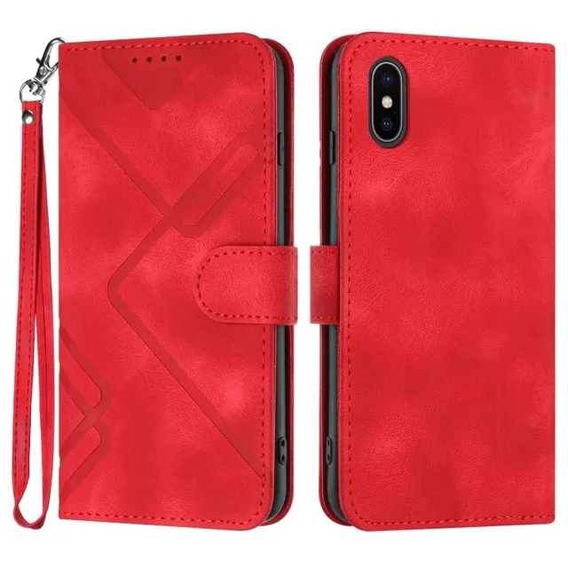 Redpepper iPhone X/XS Cover Pelle Linee con Portafoglio
