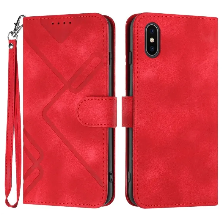 Redpepper iPhone X/XS Cover Pelle Linee con Portafoglio