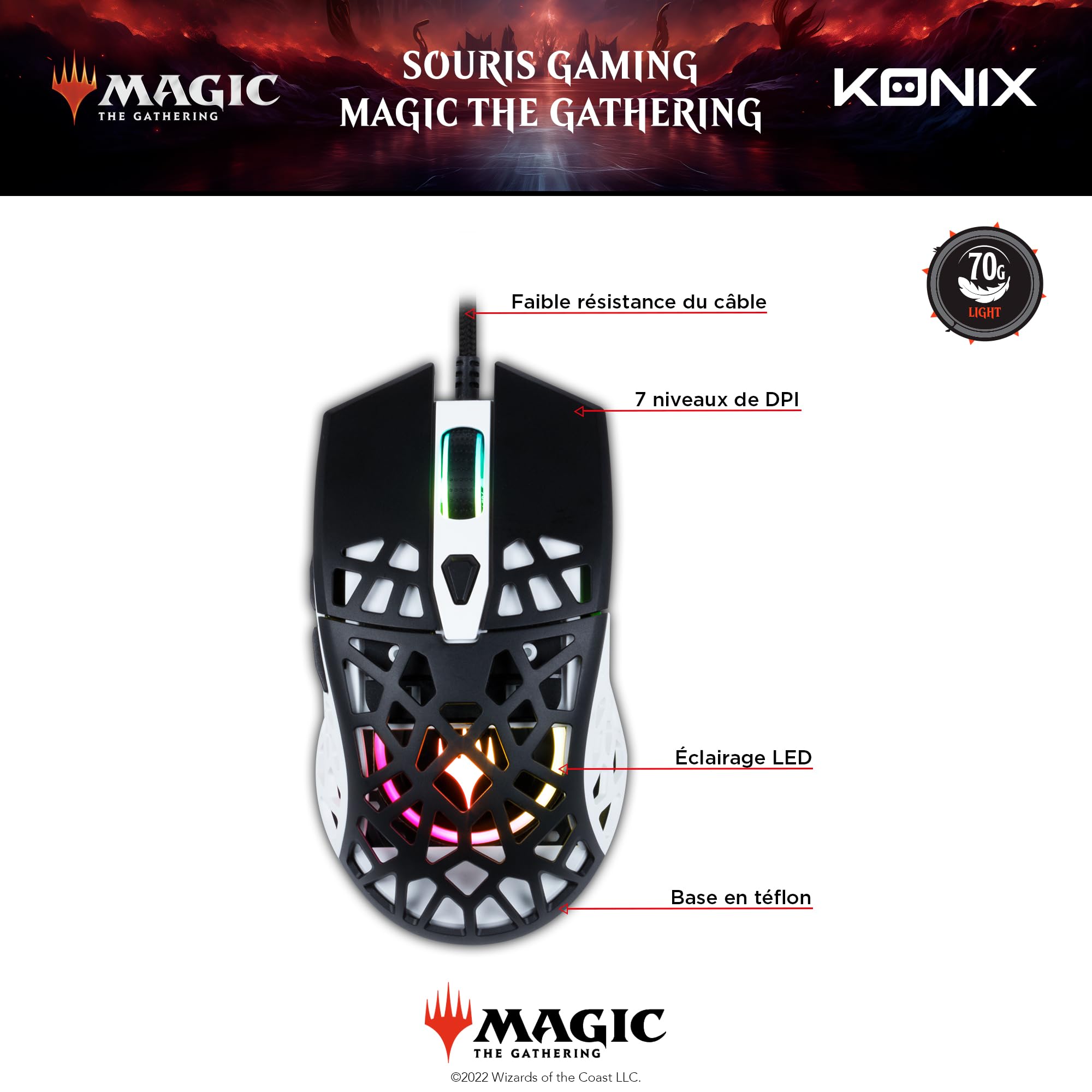 Konix Mice Magic Gathering Mouse Gaming 70g LED 10000 DPI