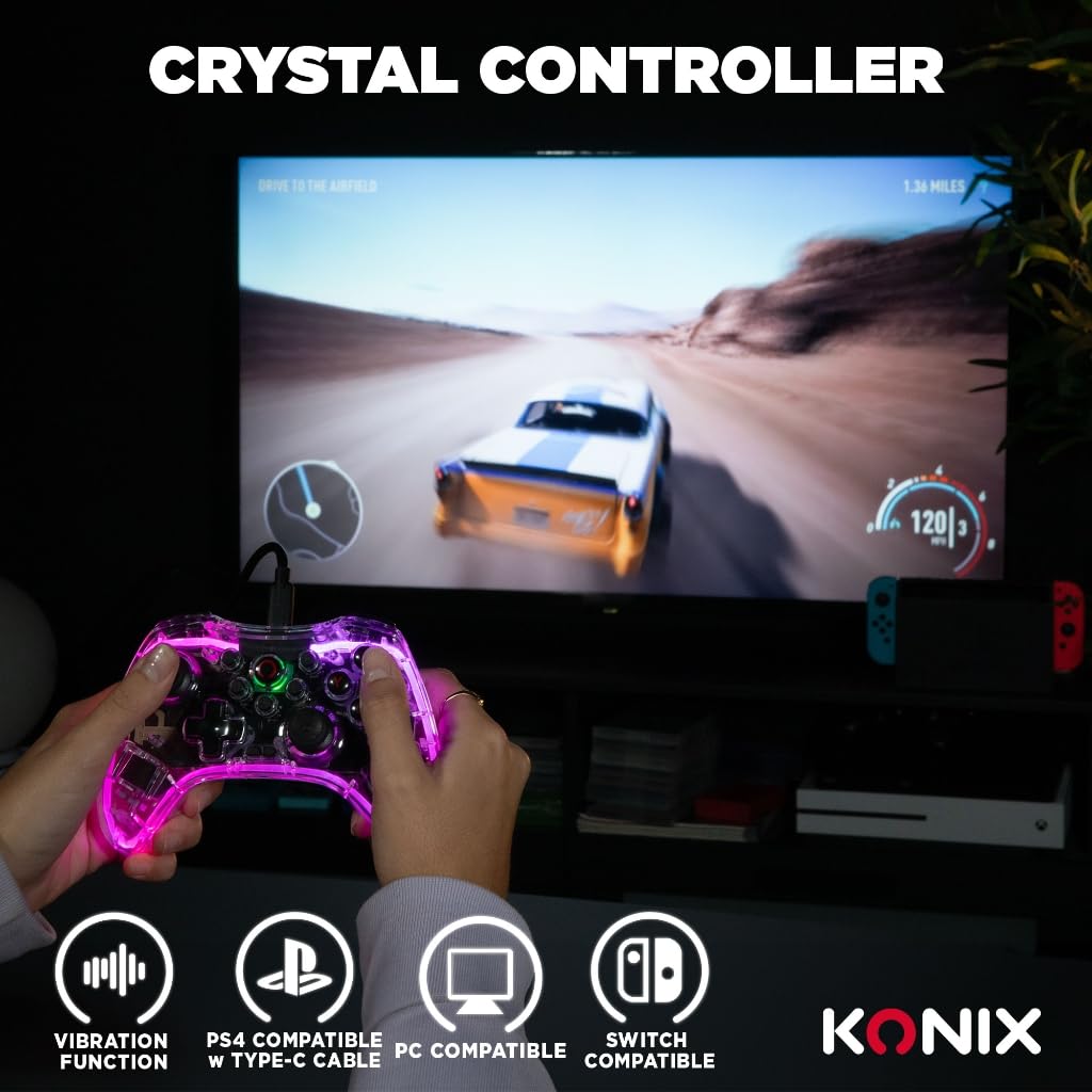 Konix Crystal controller wireless Switch PC PS4 RGB 10h