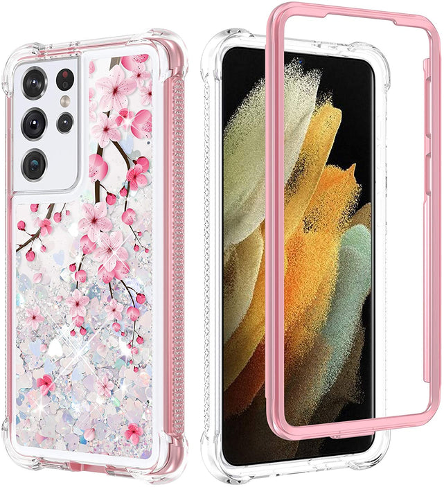 Redpepper Galaxy S21 Ultra Cover Glitter Liquida Antiurto