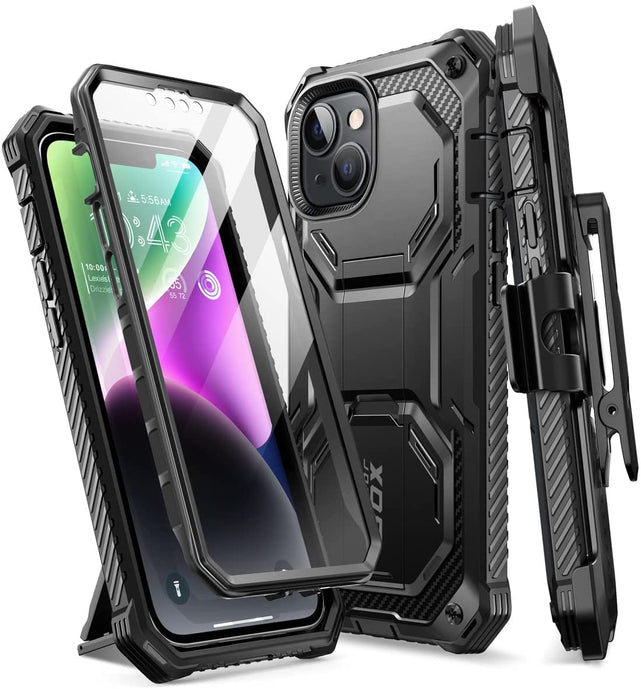 Redpepper Apple Cases Holster cover iPhone 14 nero con stand e vetro
