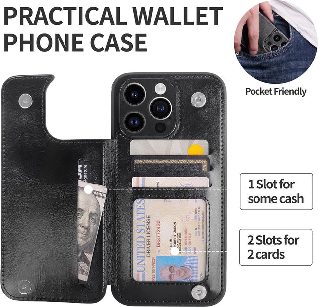 Redpepper iPhone 15 Pro Max cover portafoglio nera pelle