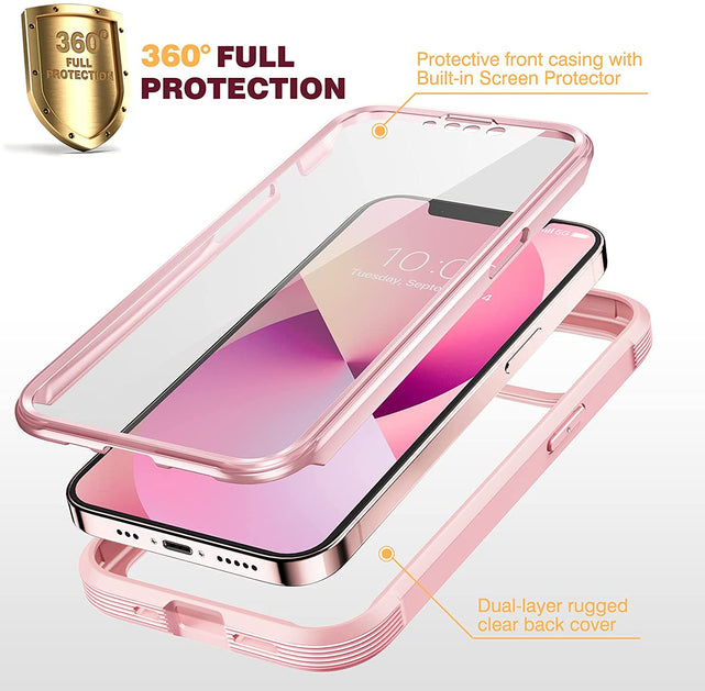 Redpepper iPhone 13 Mini Custodia Rosa Full Body Rugged
