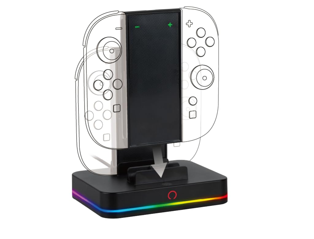 Konix Stazione Ricarica 4 Joy-Con Switch 2 RGB Nero