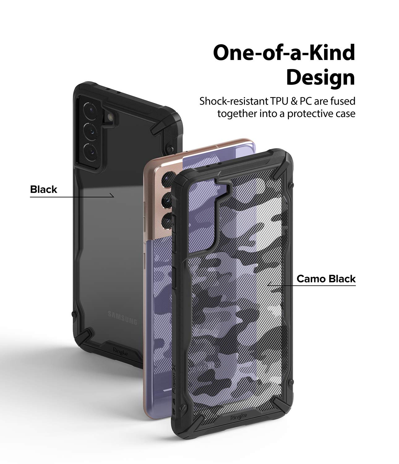 Ringke Fusion X Galaxy S21 cover mimetica Camo Black