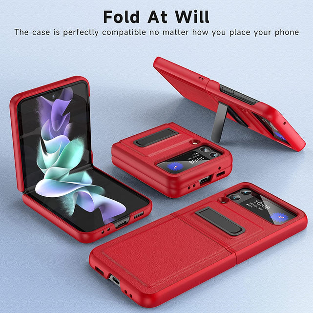 Redpepper Galaxy Z Flip 4 cover pelle rossa con stand