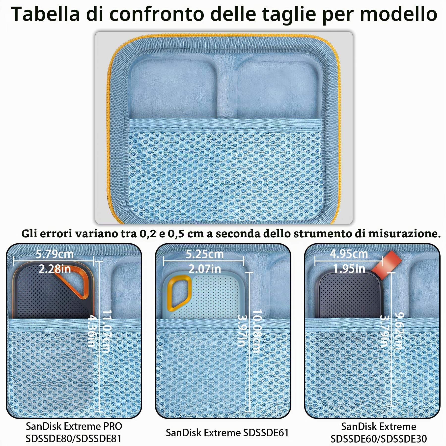 Aenllosi SSD Case custodia SanDisk Extreme SSD Sky Blue