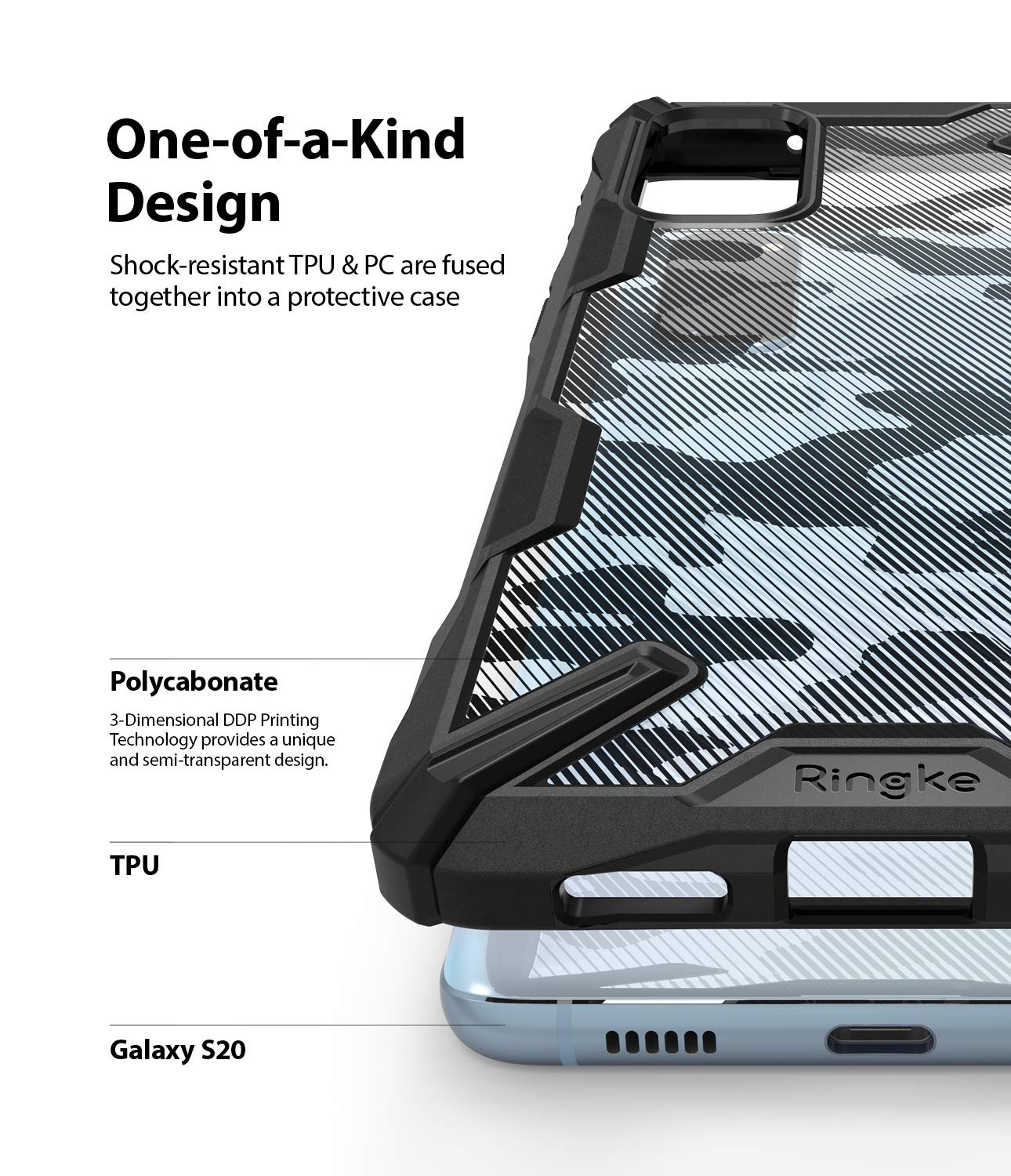 Ringke Fusion-X Custodia Galaxy S20 6.2 Camo Black Antiurto