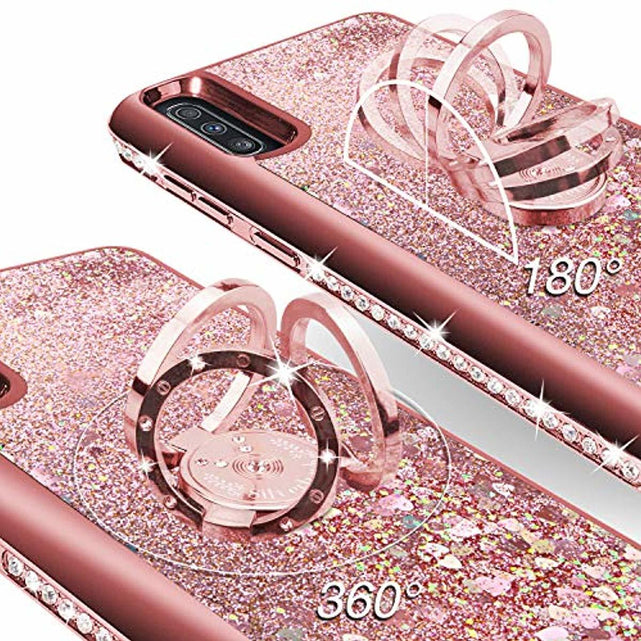 Redpepper Galaxy Cases A70 cover glitter oro rosa con anello