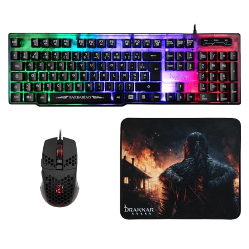 Konix Drakkar Barbarian set gaming PC tastiera AZERTY LED
