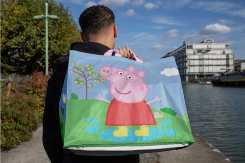 Konix Peppa Pig borsa spesa 40x45x20 cm blu verde riciclata