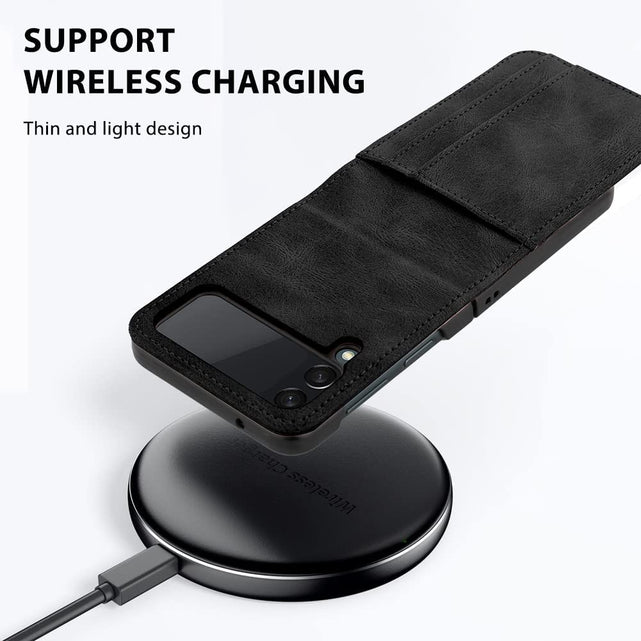 Redpepper Galaxy Z Flip 4 Custodia Portafoglio Pelle Nera 3 Carte