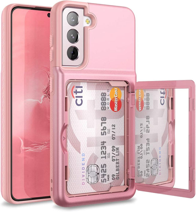 Redpepper Galaxy S21 Cover Wallet Viola Porta Carte Specchio