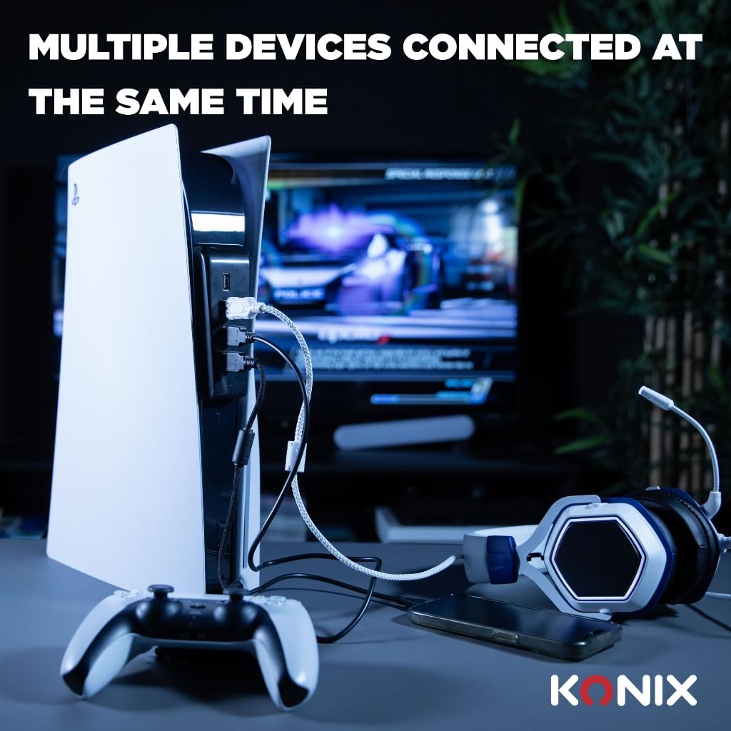 Konix Cables and chargers hub USB PS5 4 porte nero docking