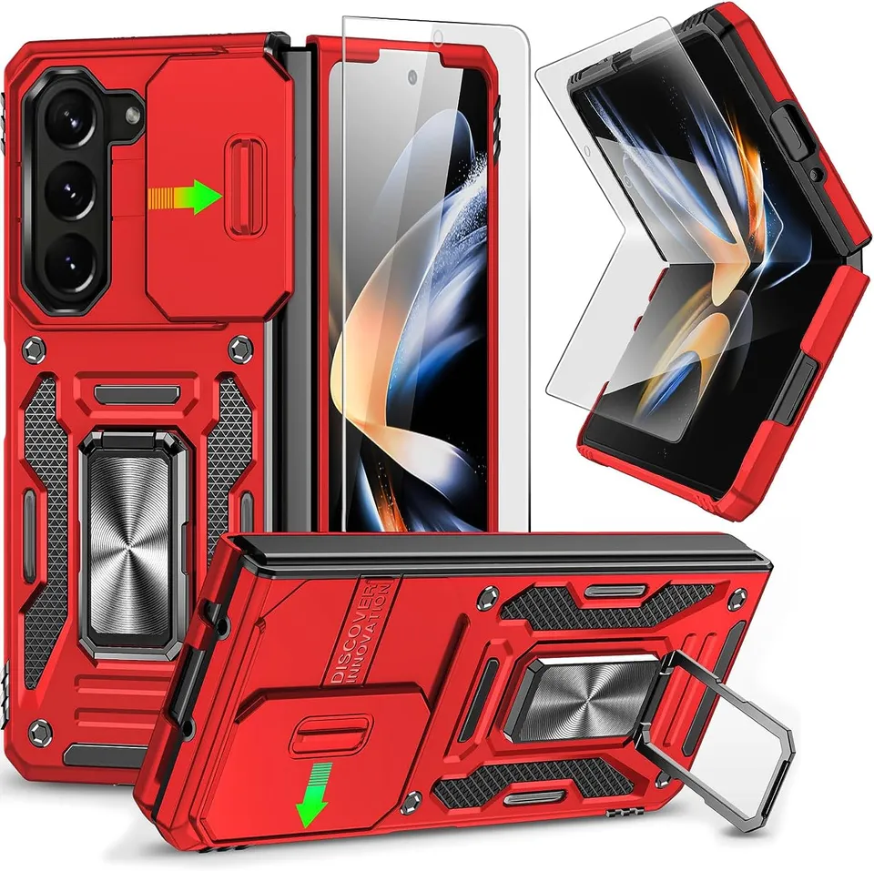 Redpepper Galaxy Cases Z Fold 5 cover rossa con anello
