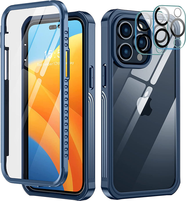 Redpepper iPhone 14 Pro Max Cover Trasparente Bumper Nera 360