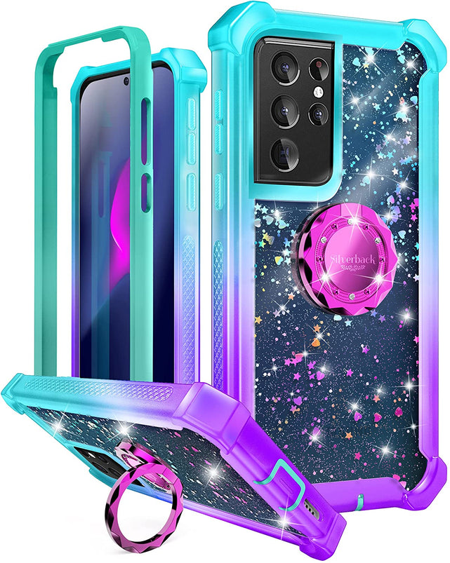 Redpepper Galaxy S21 Ultra cover anello glitter antiurto