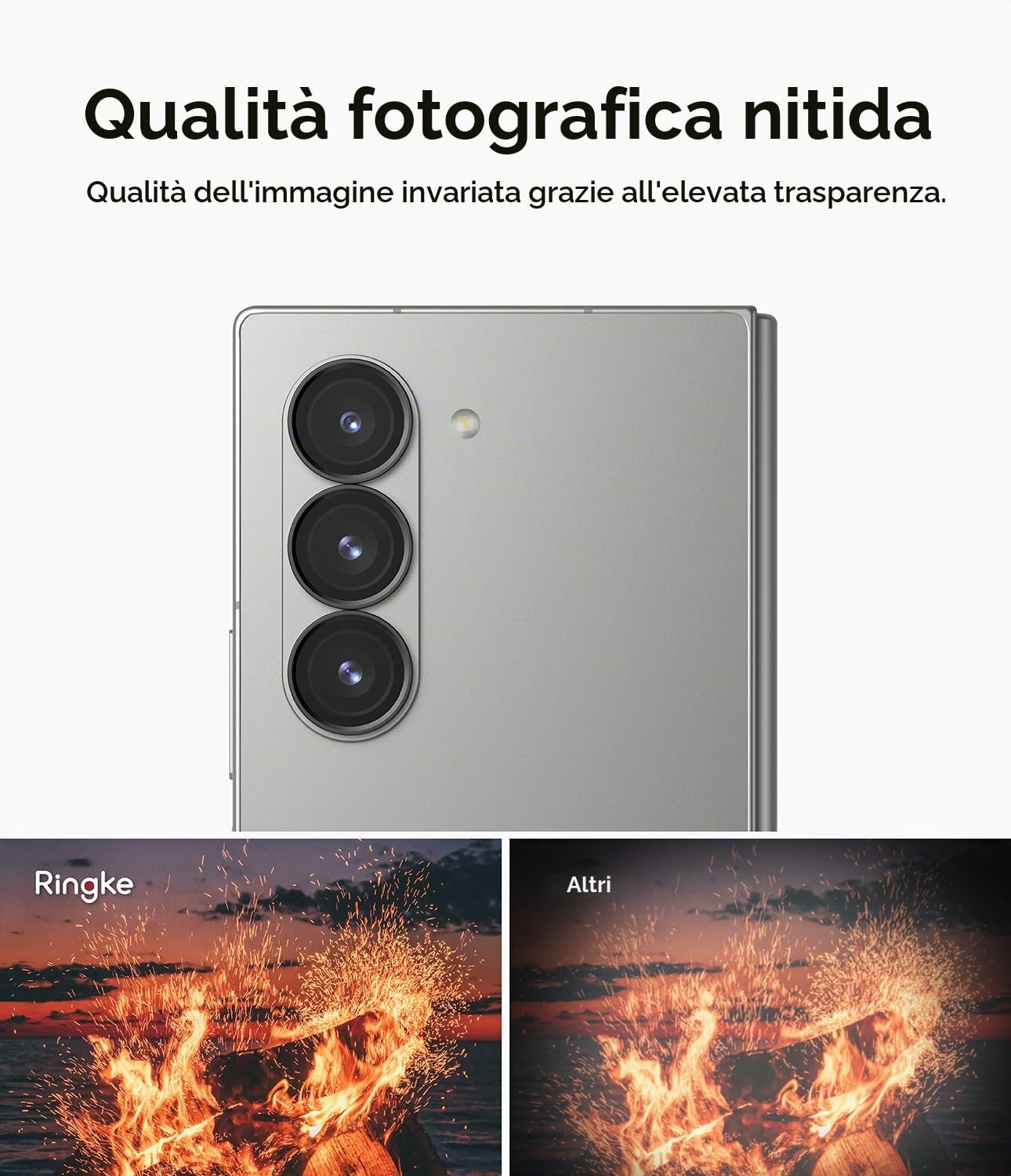 Ringke Camera Lens Frame Glass Z Fold 6 argento
