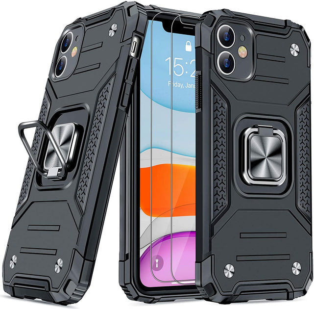 Redpepper Apple Cases Cover iPhone 11 Nero Anello Stand Militare