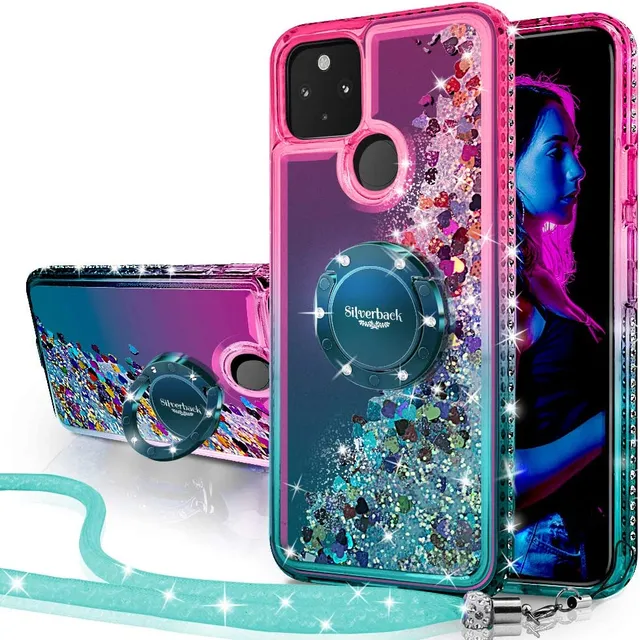 Redpepper Pixel 4a 5G cover glitter oro rosa anello