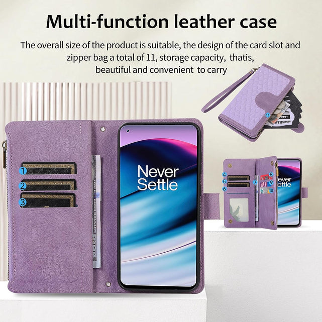 Redpepper OnePlus 11 5G custodia portafoglio viola floreale + vetro