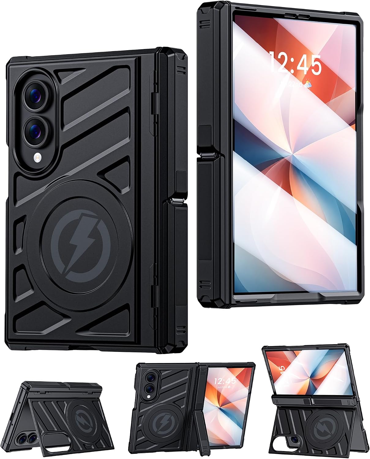 Redpepper Z Fold 8 Cover Magnetica Kickstand Cerniera Nera