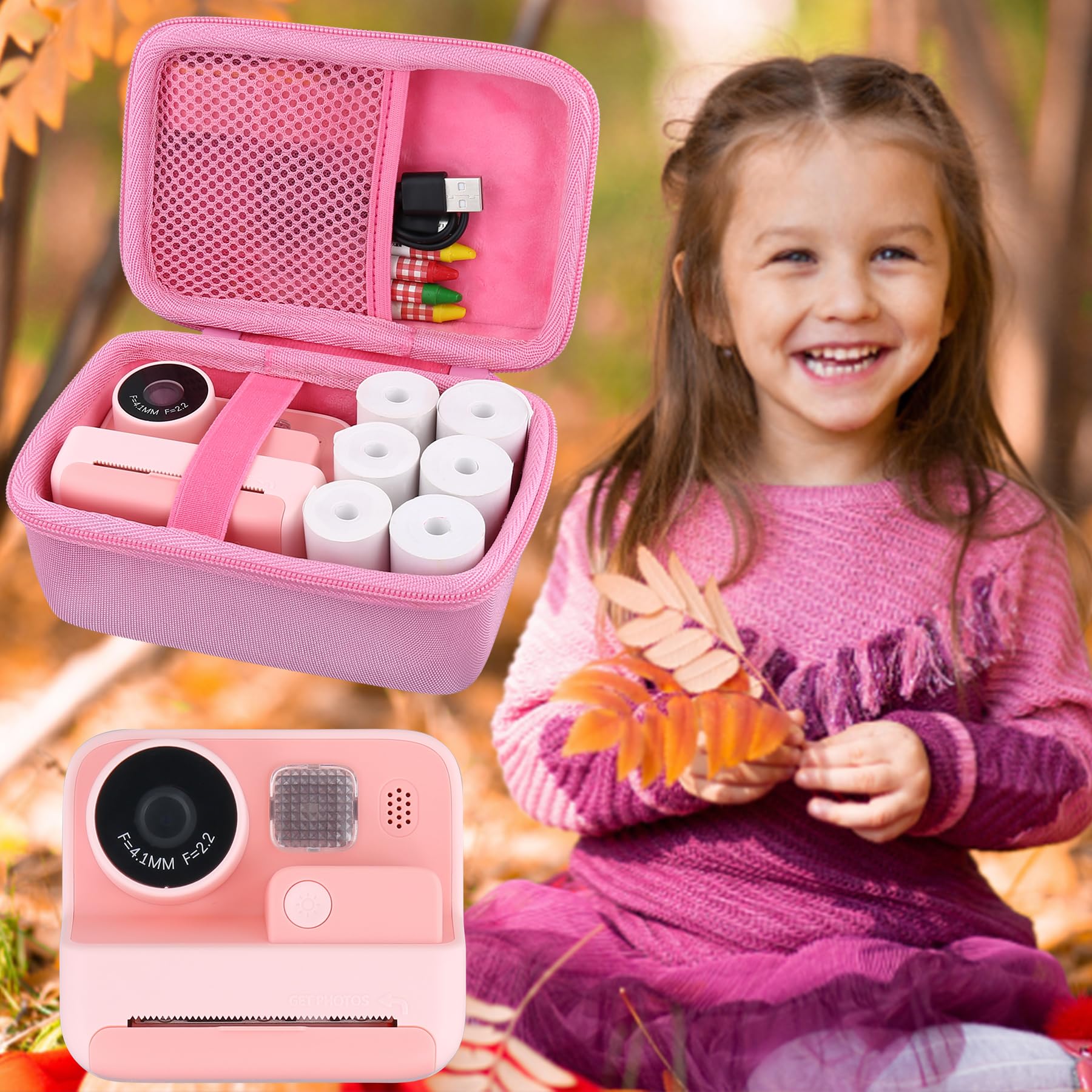 Aenllosi Camera Case fotocamera bambini custodia rosa EVA