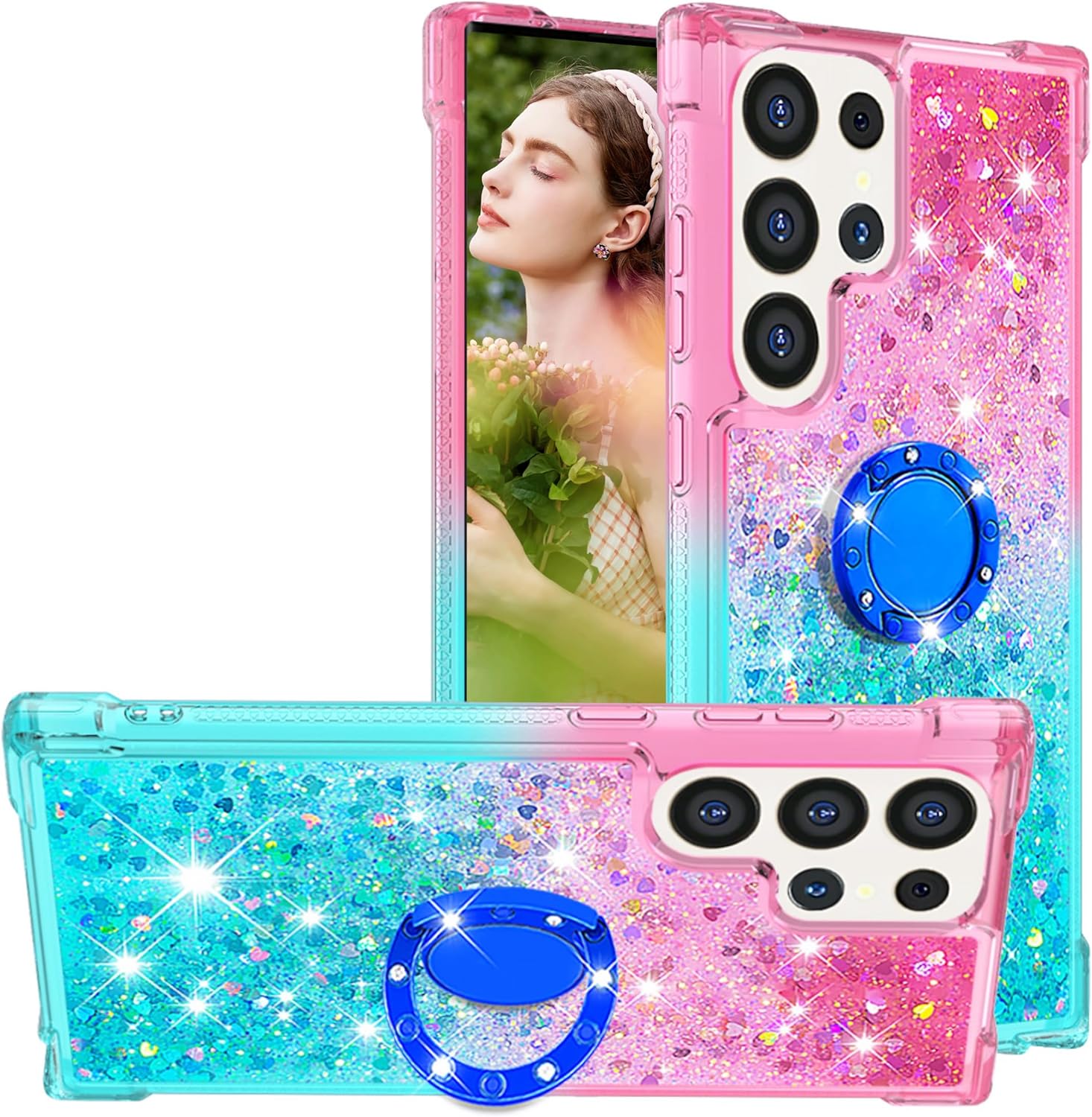 Redpepper Galaxy S25 Plus cover glitter liquida rosa