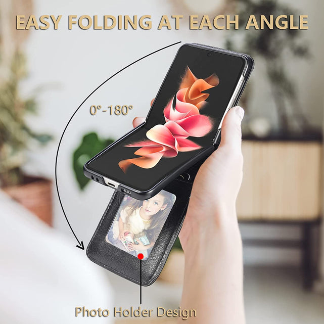 Redpepper Galaxy Z Flip 4 cover portafoglio nero pelle