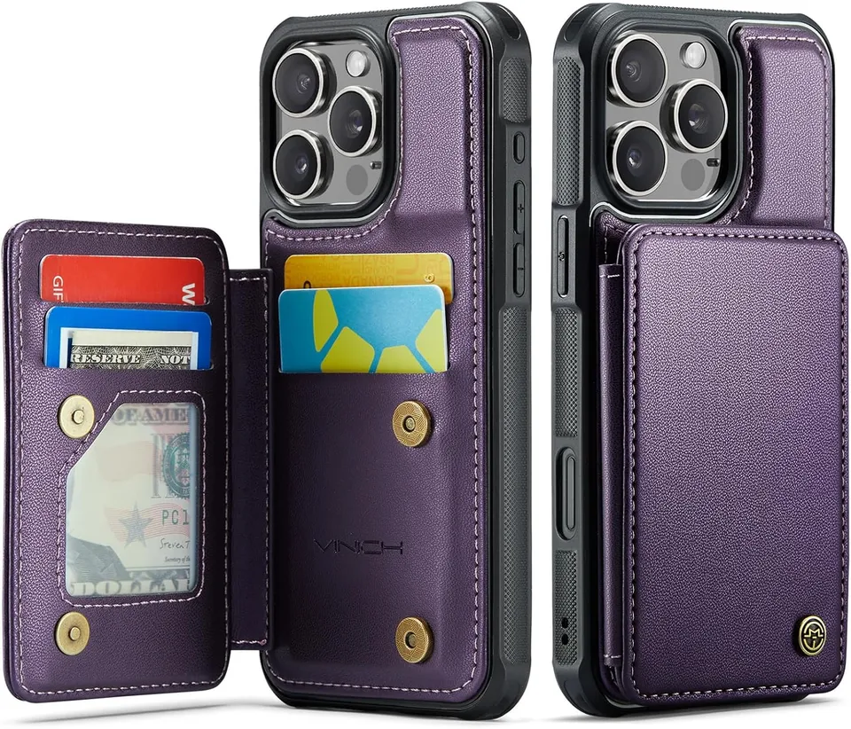 Redpepper iPhone 16 Pro Max Cover Portafoglio Viola Carte RFID