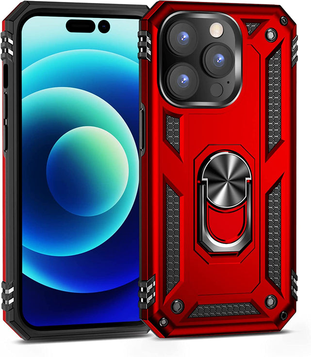 Redpepper iPhone 14 Pro Max Cover Corazzata Nera con Anello