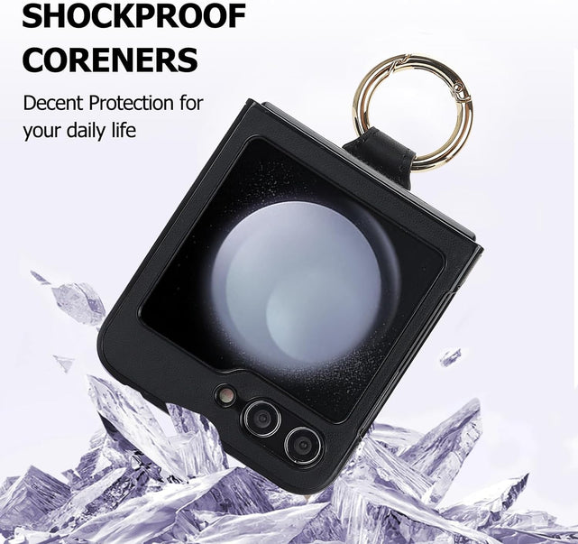 Redpepper Galaxy Z Flip 5 Custodia Pelle Nera con Anello